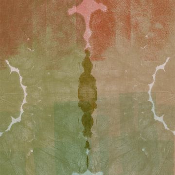 Abstracte bloemblaadjes in salie en roze van Dina Dankers