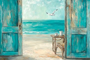 Deur met uitzicht op zee van Poster Art Shop