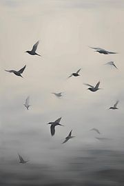 Birds Over The Sea Painting by ComfortQ