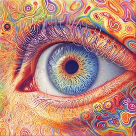 Peinture spirituelle colorée : L'œil de l'âme