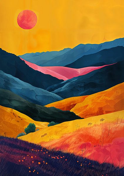 Mond Landschaft Natur Berge Expressionismus No 1 von Niklas Maximilian