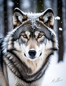 Wolf im Winter von Mellow Art