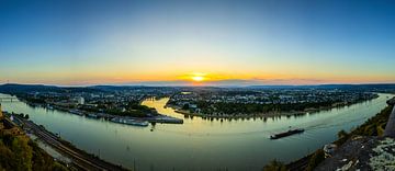Koblenz - Panorama bij zonsondergang