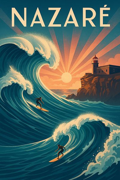 Nazaré Surf Waves Portugal Poster by Travel Shop