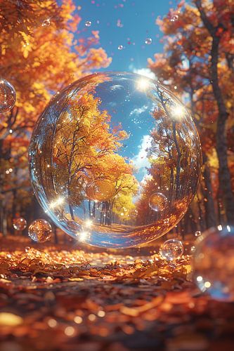 Bulbe d'automne avec arbres dans la forêt