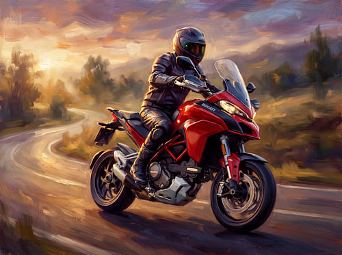 Ducati Multistrada 1200 in der goldenen Abenddämmerung