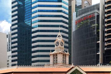 Singapore downtown skyscraper backdrop and clock tower