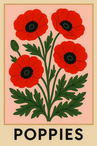Affiche élégante sur les coquelicots avec un look graphique