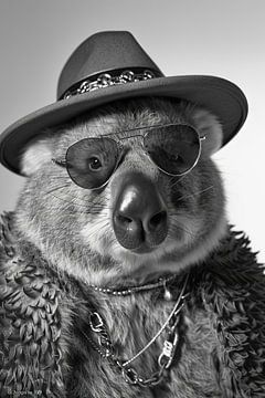 Zwart-wit portret van een wombat van Felix Brönnimann