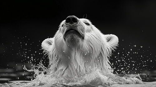 Polar bear; keeping head above water