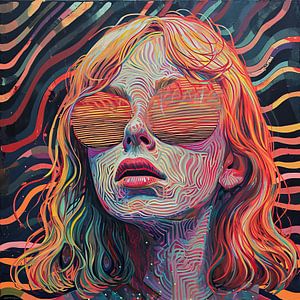 Modernes Neon-Portrait | Neon-Portrait von Wunderbare Kunst