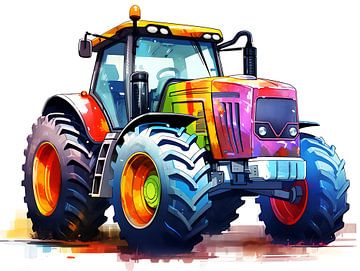 Tracteur coloré sur PixelPrestige
