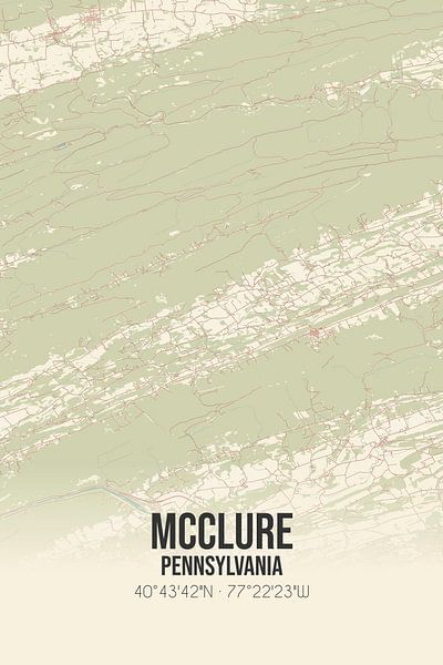Carte ancienne de McClure (Pennsylvanie), USA. par Affiches de lieux