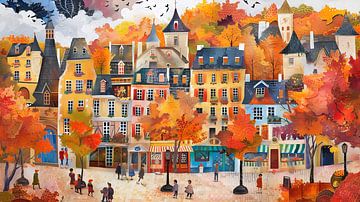 Französische Stadt im Herbst von Jan Bechtum