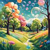 Enchanting field of colourful soap bubbles by Bart Veeken