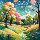 Betoverend veld vol kleurrijke zeepbellen van Bart Veeken thumbnail