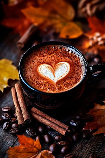 Tasse à café automnale avec motif de cœur par Poster Art Shop