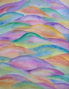 Go with the flow (Aquarelle avec des formes ondulées) sur Birgitte Bergman