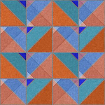 Abstract geometrisch vormen in terracotta en blauw tinten van Maurice Dawson