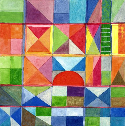 Grid with Centered Red Half  von Heidi Capitaine