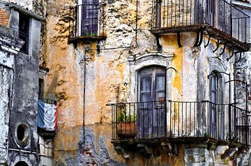 Medieval narrow alley in Forza D'Agro in Sicily by Silva Wischeropp