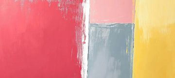 Levendige Rood Grijs Geel Schilderij van Modern Collection