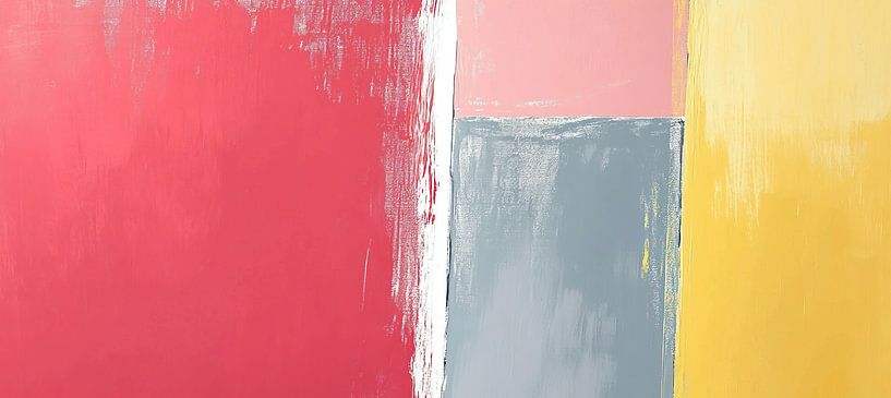 Vibrant Red Grey Yellow Painting by Modern Collection