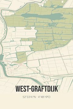 Vieille carte de West Graftdijk (Hollande du Nord) sur Rezona