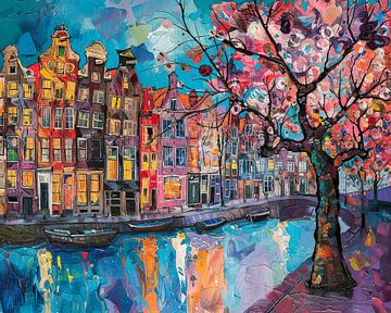Amsterdam schilderij Avond van Kunst Kriebels