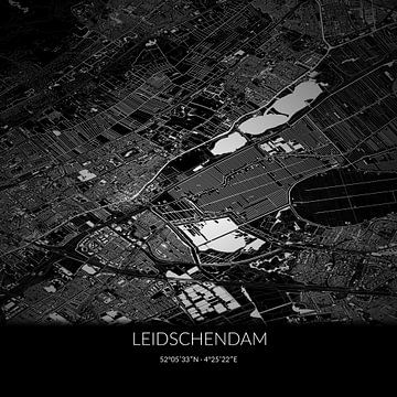 Black-and-white map of Leidschendam, South Holland. by Rezona
