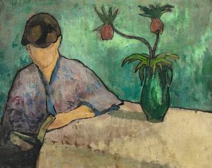 Emile Bernard - Junge Frau im Kimono lesend (1887)