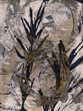 Minimal Botanische Collage in Beige en Grijs van Dina Dankers