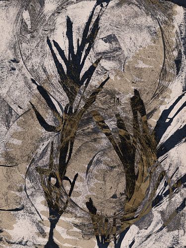 Minimal Botanische Collage in Beige en Grijs