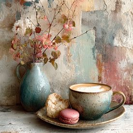 A romantic still life featuring flowers and coffee by Joriali Fine Art