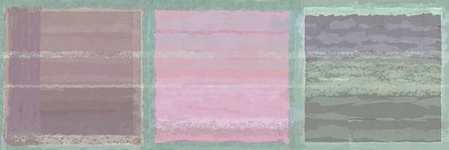 Triptyque pastel sur fond vert