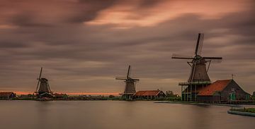 Three windmills at the Zaanse Schans by Toon van den Einde