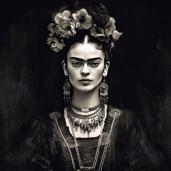 Frida Poster Zwart Wit van Niklas Maximilian
