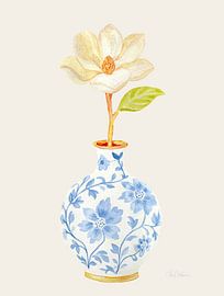Vase avec magnolia - Fond lin antique sur Piret Victoria Ribas Art & Photography