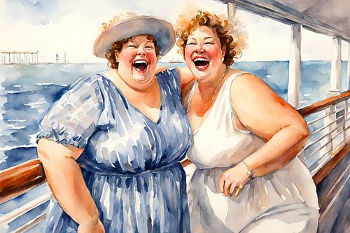 2 gezellige dames op cruise vakantie