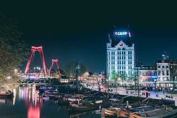 Oude haven bij avond van Hendrik Karremans