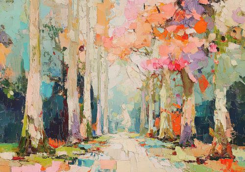 Avenue of trees in soft light