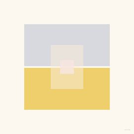 Abstract Yellow Grey Square by Mid Century Art House