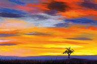 A lonely tree in the evening sun by Tanja Udelhofen thumbnail
