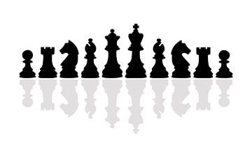 Pièces d'échecs noires et blanches sur Studio Miloa
