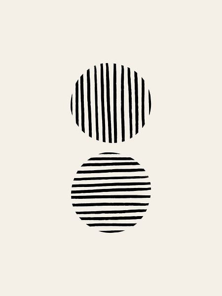 Gestreifte Kreise | Schwarz von Bohomadic Studio