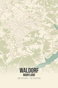 Vintage landkaart van Waldorf (Maryland), USA. van Rezona
