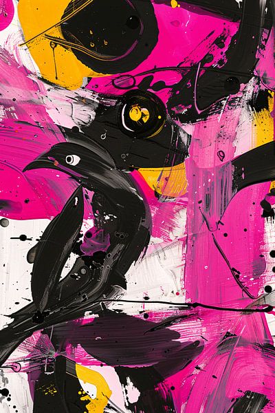 Abstract colourful bird in modern art style by Art & Soul Creations