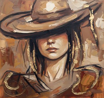 Cowgirl met hoed van Emiel de Lange