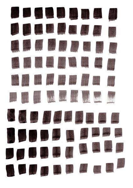 Abstract painting in warm Indian ink. Black blocks on white by Dina Dankers