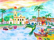 Tropical Paraty, Brazilian colonial town with hummingbird by Maria Lakenman thumbnail